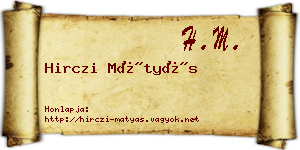 Hirczi Mátyás névjegykártya