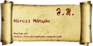 Hirczi Mátyás névjegykártya